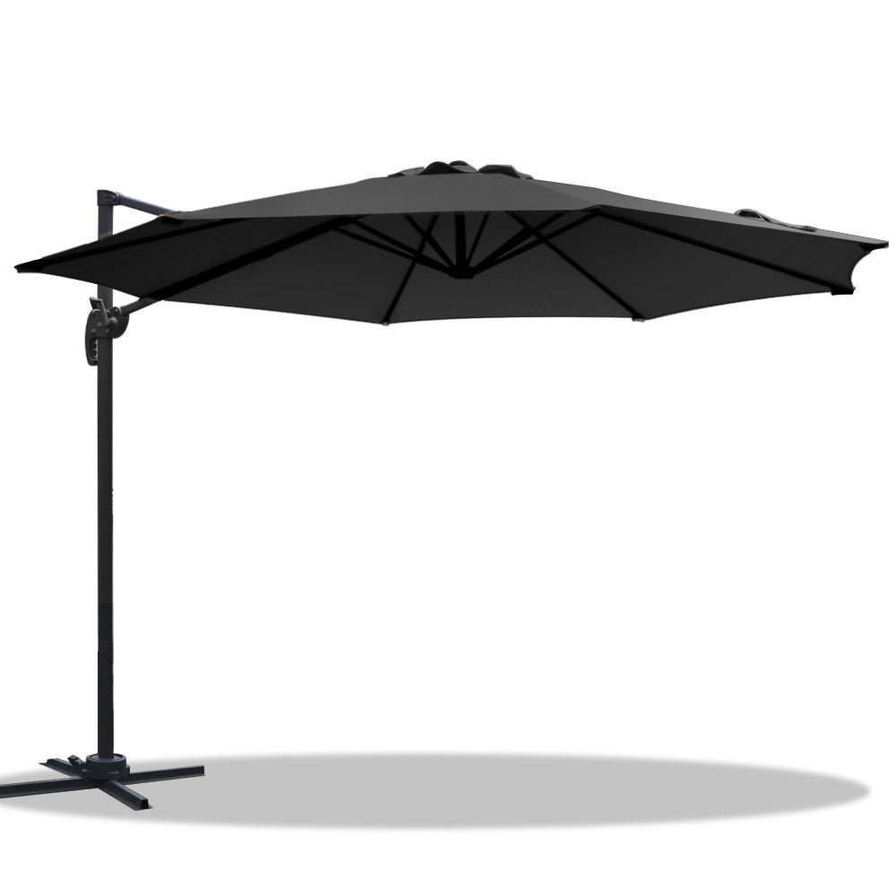 Instahut Roma Outdoor Umbrella - Black - Newstart Furniture