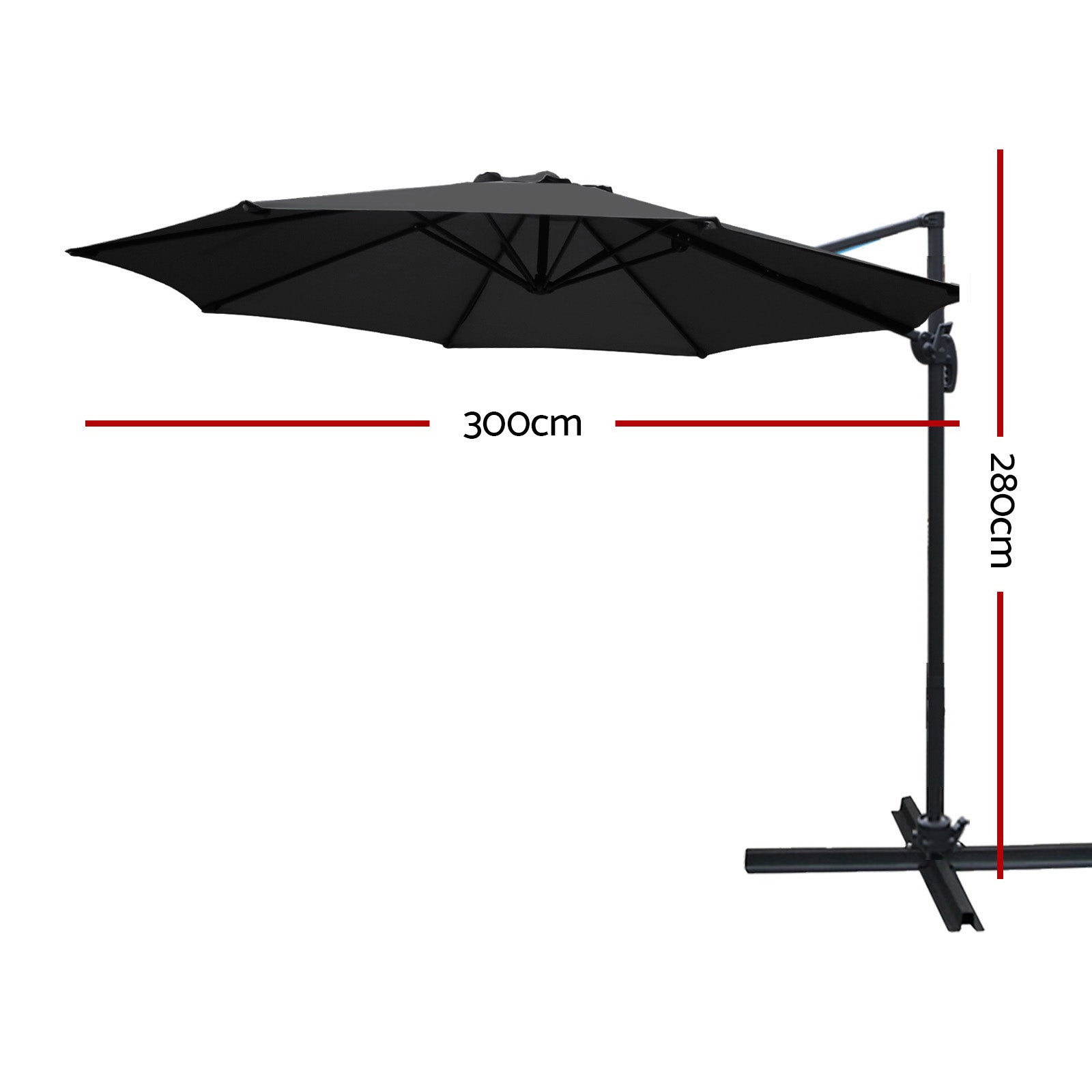 Instahut Roma Outdoor Umbrella - Black - Newstart Furniture