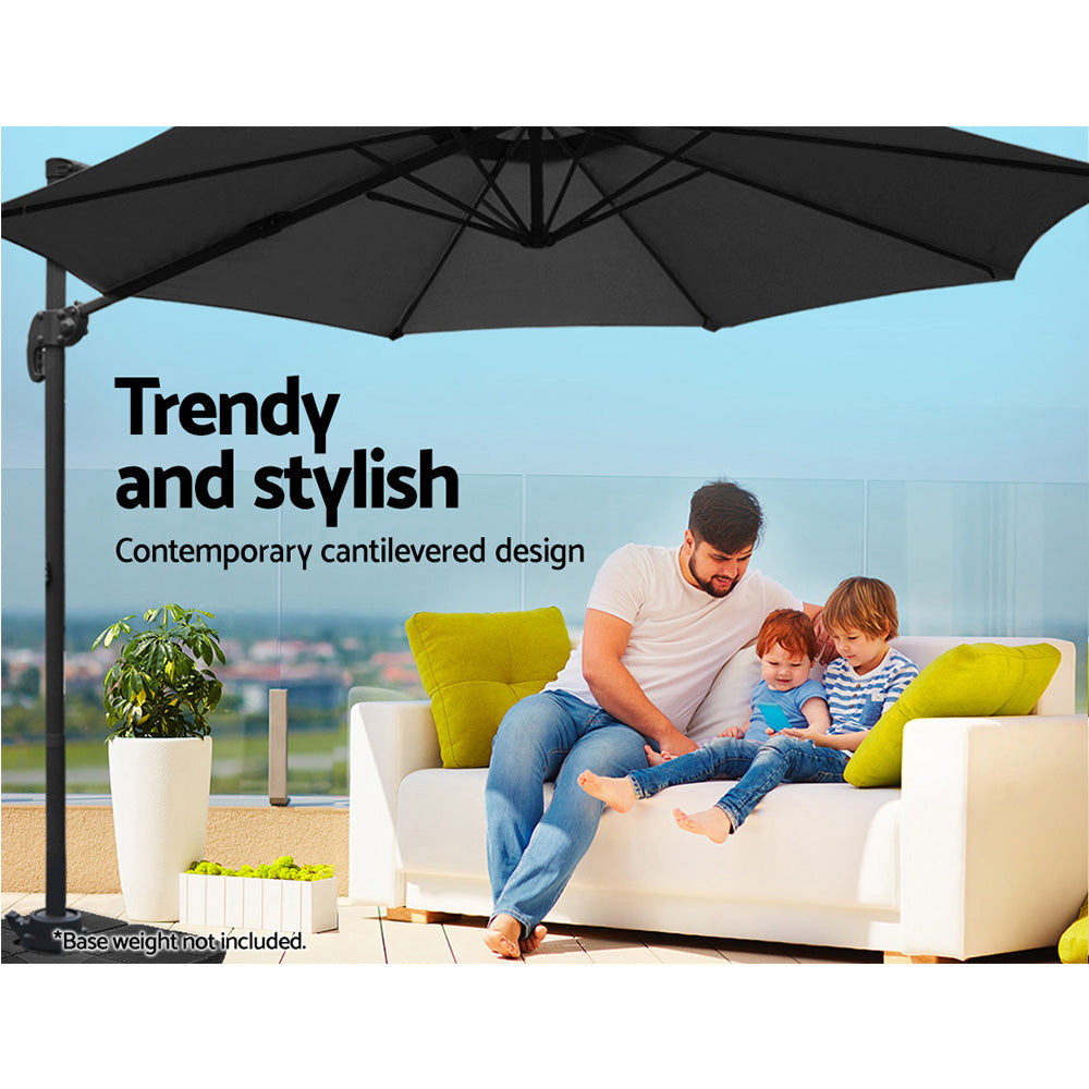 Instahut Roma Outdoor Umbrella - Black - Newstart Furniture