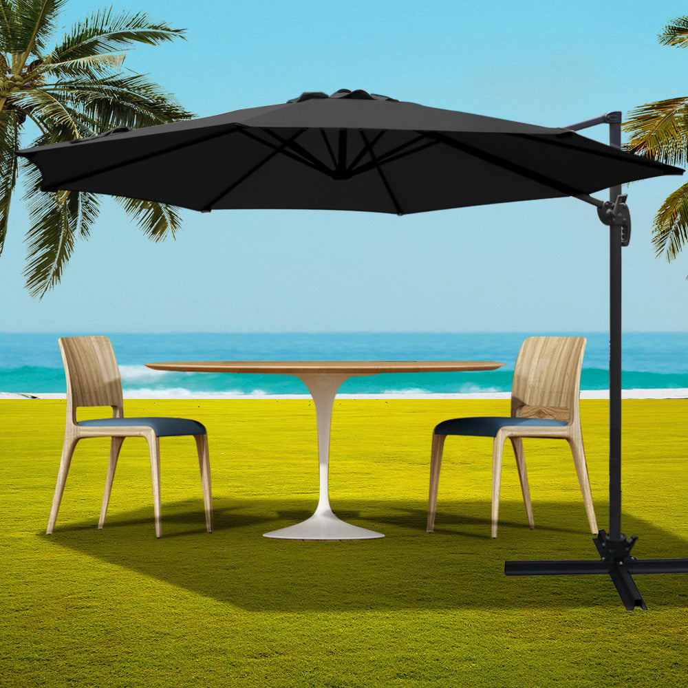 Instahut Roma Outdoor Umbrella - Black - Newstart Furniture