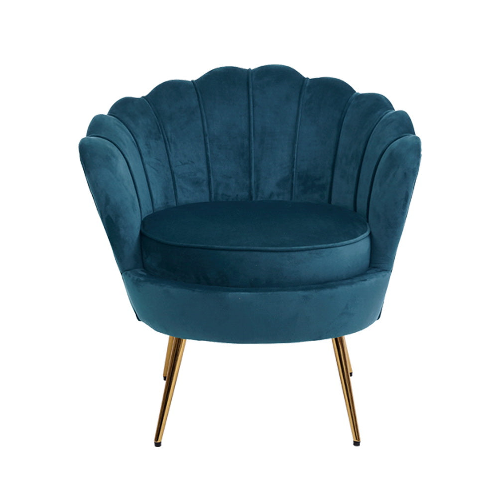 Artiss Retro Accent Lounge Armchair in Velvet Navy Blue