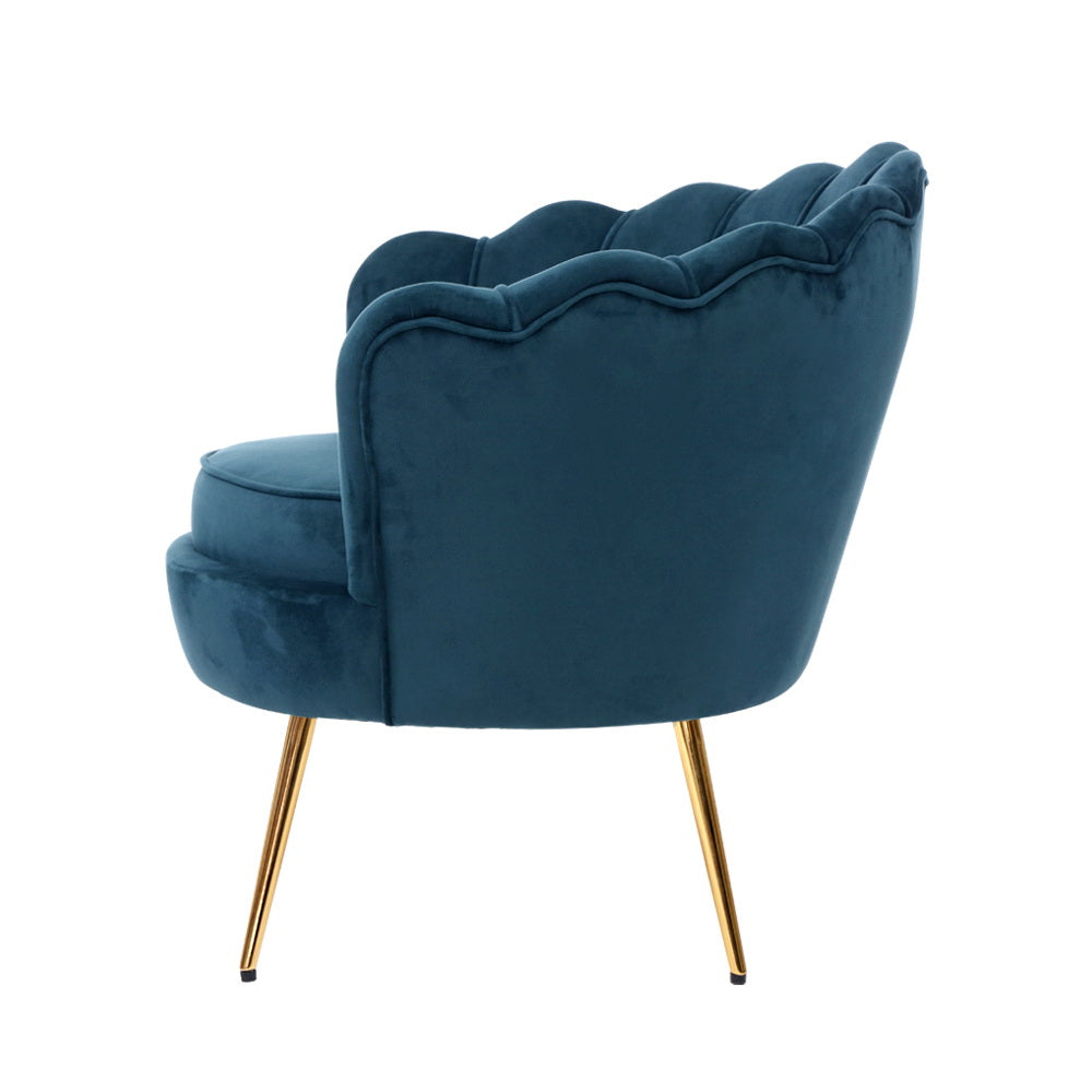Artiss Retro Accent Lounge Armchair in Velvet Navy Blue