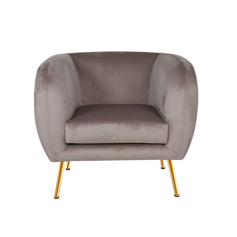 Artiss Armchair Lounge Arm Chair Sofa Accent Armchairs Chairs Couch Velvet Beige - Newstart Furniture