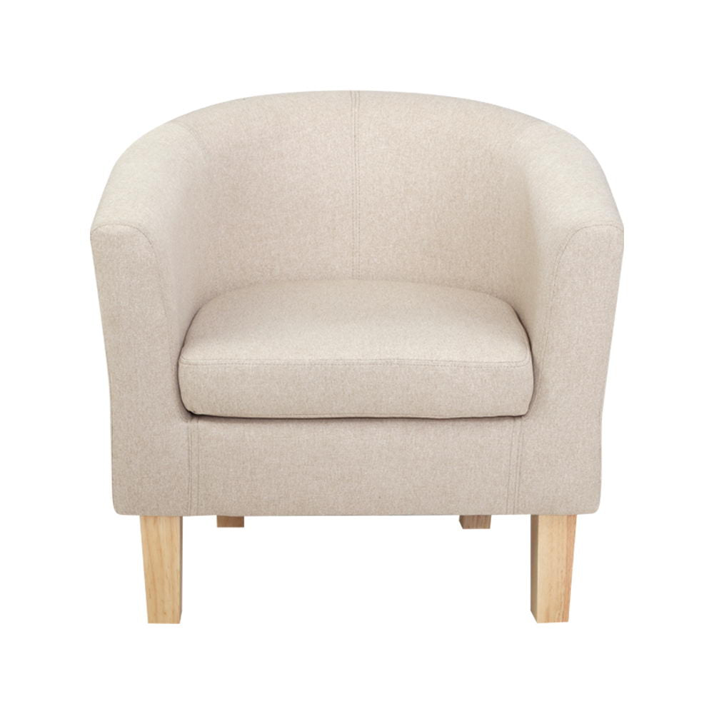 Artiss Armchair Lounge Chair Tub Accent Armchairs Fabric Sofa Chairs Beige - Newstart Furniture