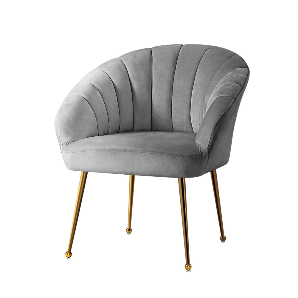 Artiss Armchair Lounge Chair Armchairs Accent Chairs Grey Velvet Sofa Couch - Newstart Furniture