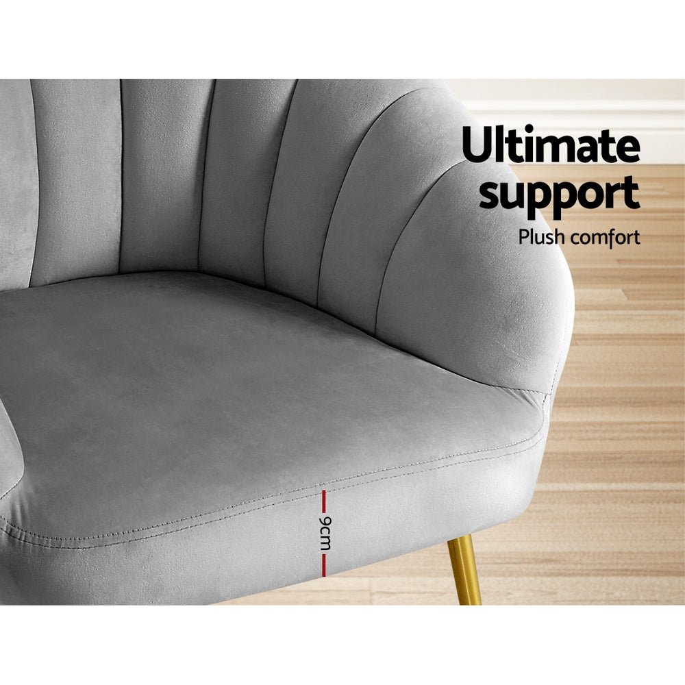 Artiss Armchair Lounge Chair Armchairs Accent Chairs Grey Velvet Sofa Couch - Newstart Furniture