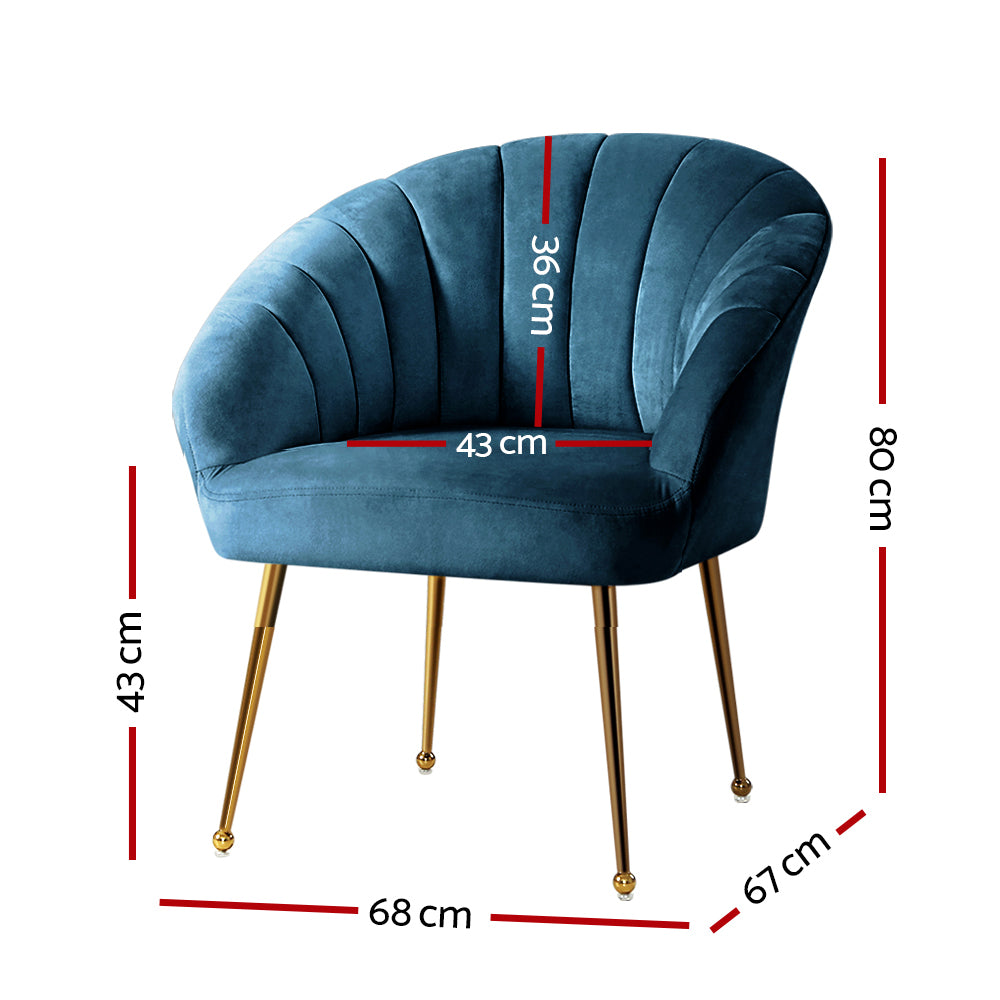 Artiss Armchair Lounge Chair Armchairs Accent Chairs Navy Blue Velvet Sofa Couch - Newstart Furniture