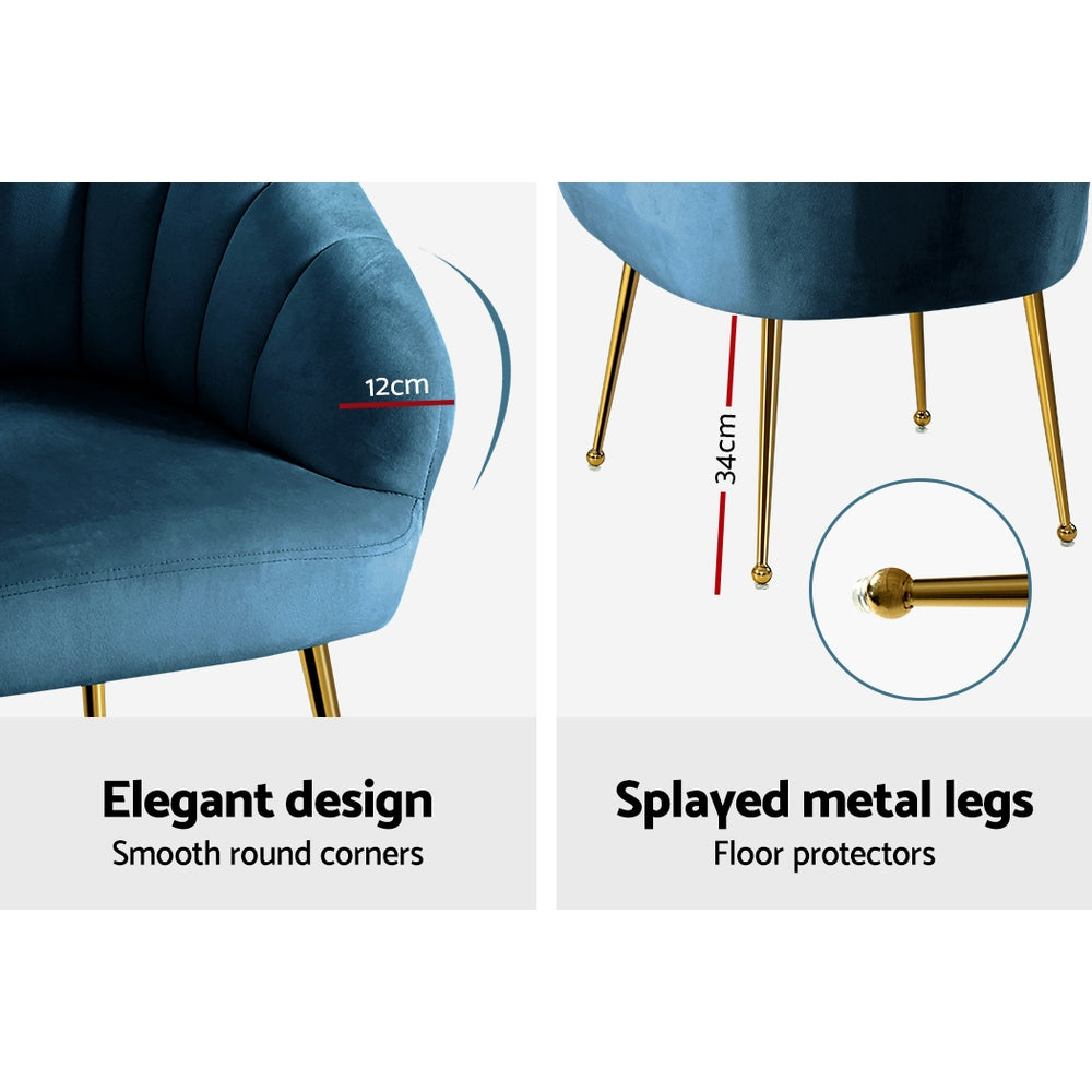 Artiss Armchair Lounge Chair Armchairs Accent Chairs Navy Blue Velvet Sofa Couch - Newstart Furniture