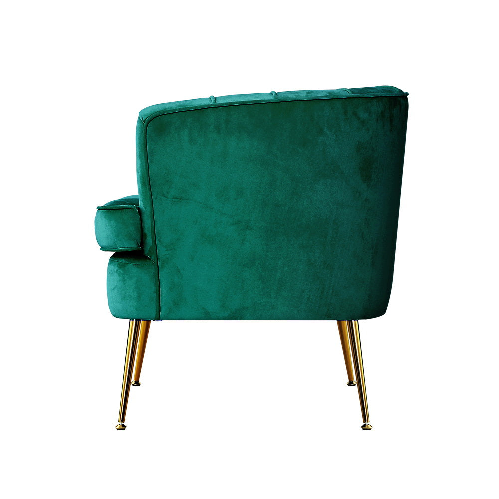 Artiss Armchair Lounge Accent Chair Armchairs Sofa Chairs Velvet Green Couch - Newstart Furniture