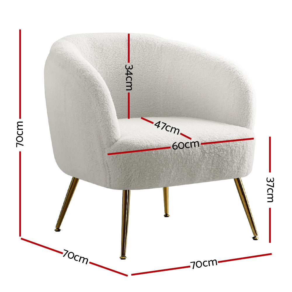 Artiss Armchair Lounge Chair Accent Chairs Armchairs Sherpa Boucle Sofa White - Newstart Furniture