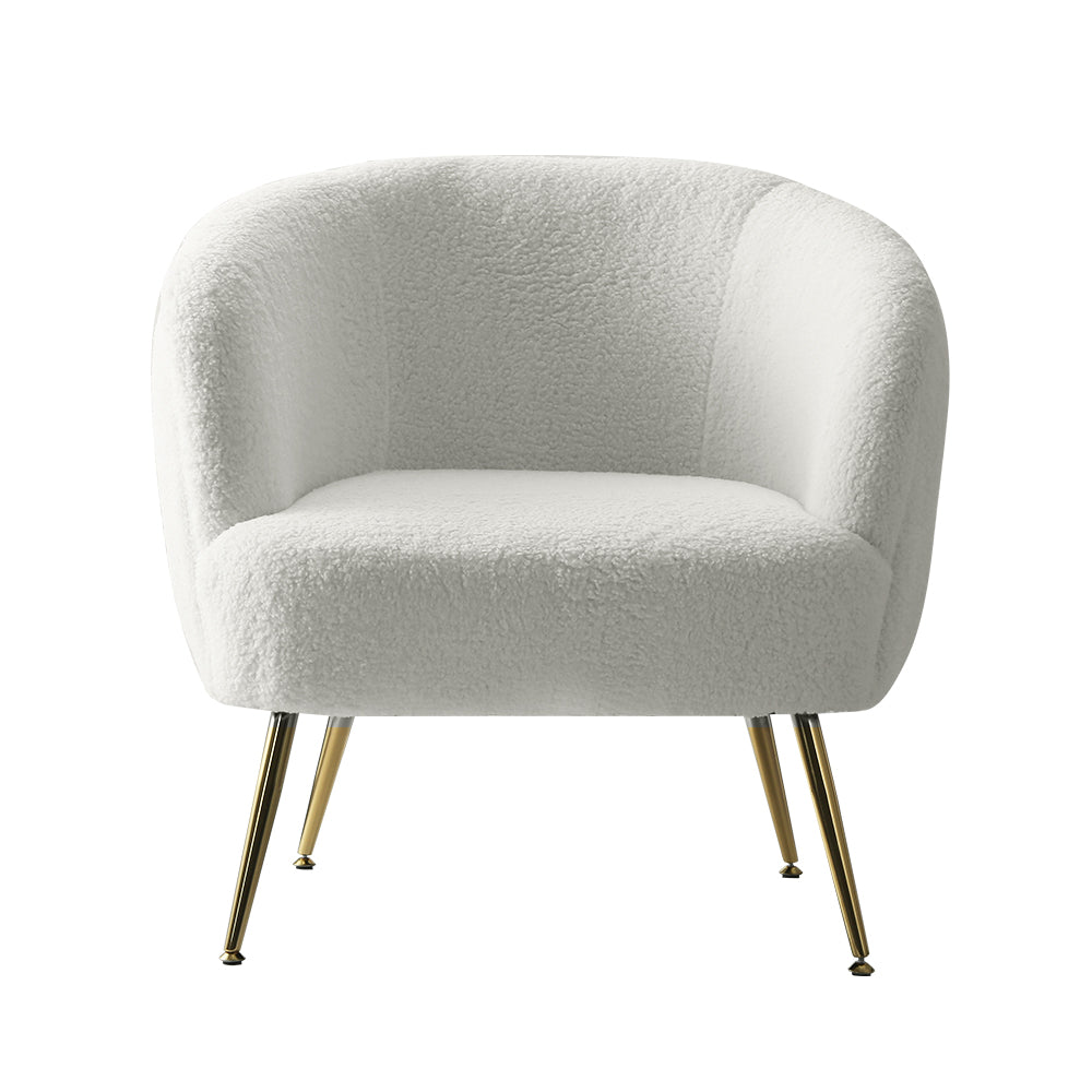 Artiss Armchair Lounge Chair Accent Chairs Armchairs Sherpa Boucle Sofa White - Newstart Furniture