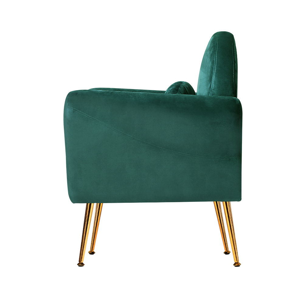 Artiss Armchair Lounge Chair Accent Armchairs Chairs Sofa Green Cushion Velvet - Newstart Furniture