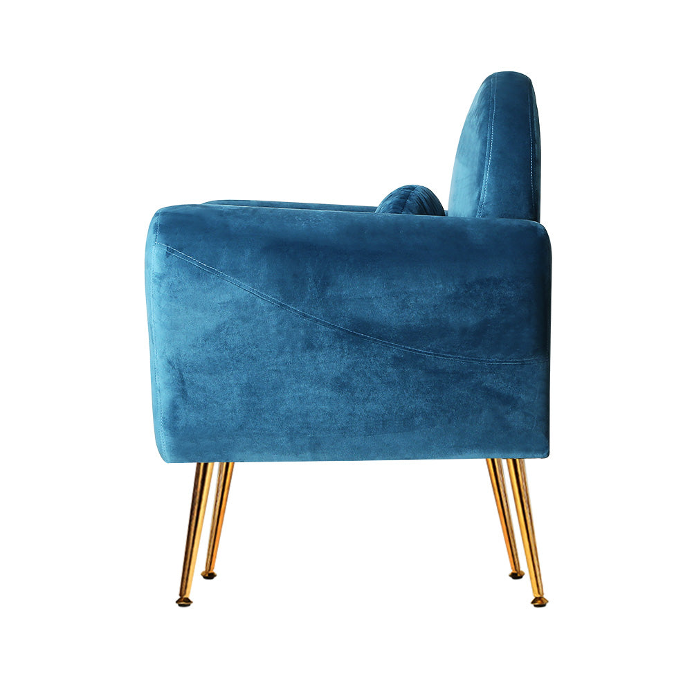Artiss Armchair Lounge Chair Accent Chairs Armchairs Sofa Navy Velvet Cushion - Newstart Furniture