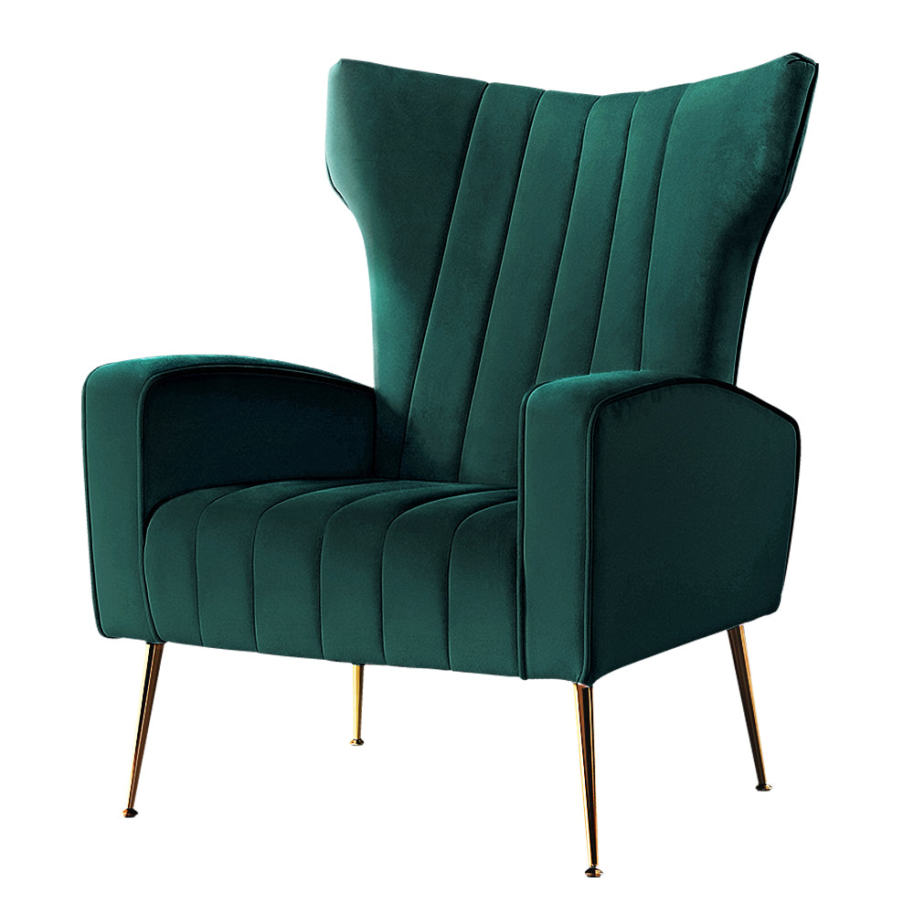 Artiss Armchair Lounge Chairs Accent Armchairs Chair Velvet Sofa Green Seat - Newstart Furniture