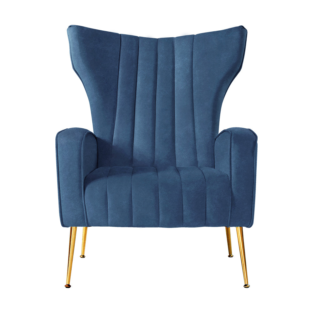 Artiss Armchair Lounge Accent Chairs Armchairs Chair Velvet Sofa Navy Blue Seat - Newstart Furniture