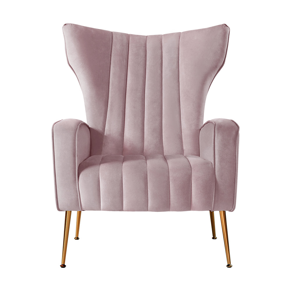 Artiss Armchair Lounge Chair Accent Armchairs Chairs Velvet Sofa Pink Seat - Newstart Furniture