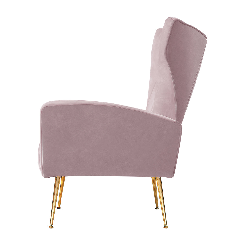 Artiss Armchair Lounge Chair Accent Armchairs Chairs Velvet Sofa Pink Seat - Newstart Furniture