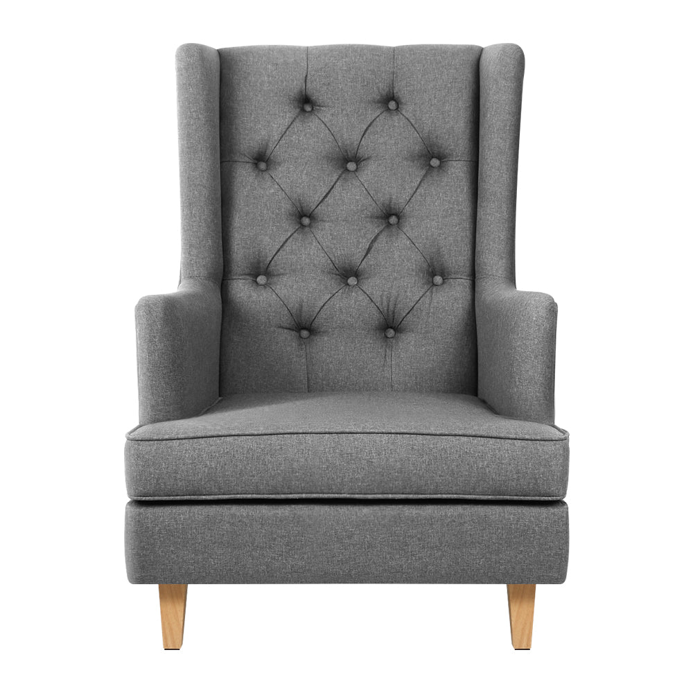 Artiss Gaia Tufted Wingback Rocking Chair in Grey