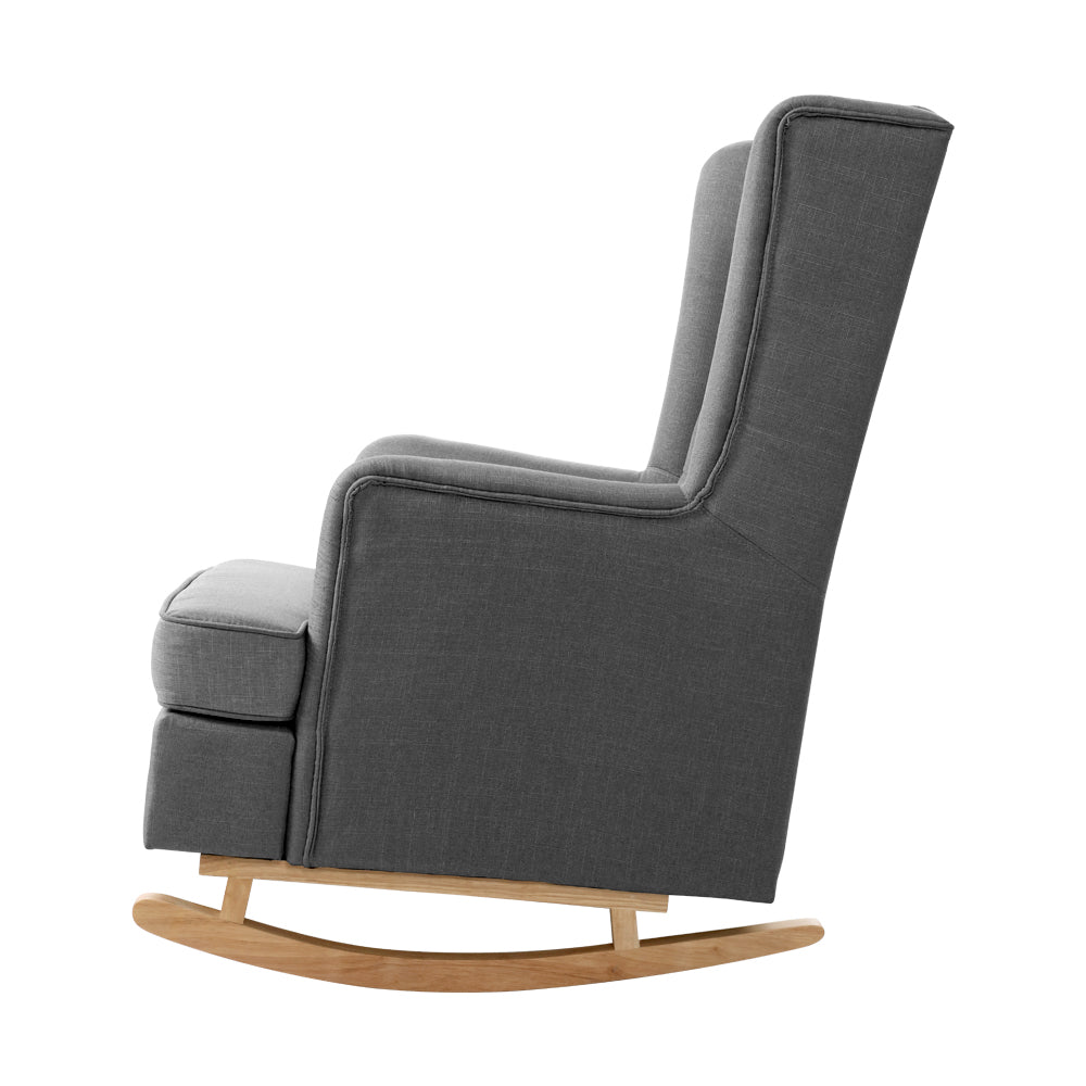 Artiss Gaia Tufted Wingback Rocking Chair in Grey