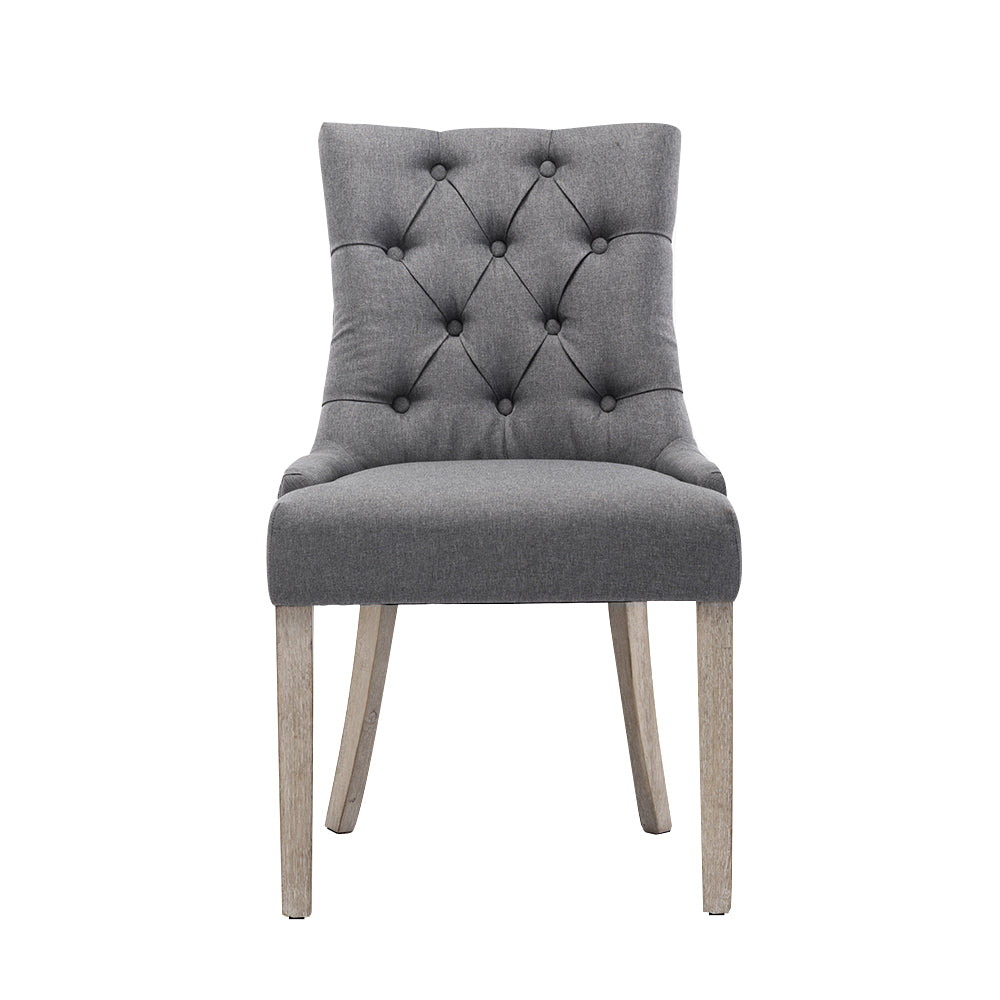 Artiss Grey Linen French Provincial Dining Chairs Set of 2