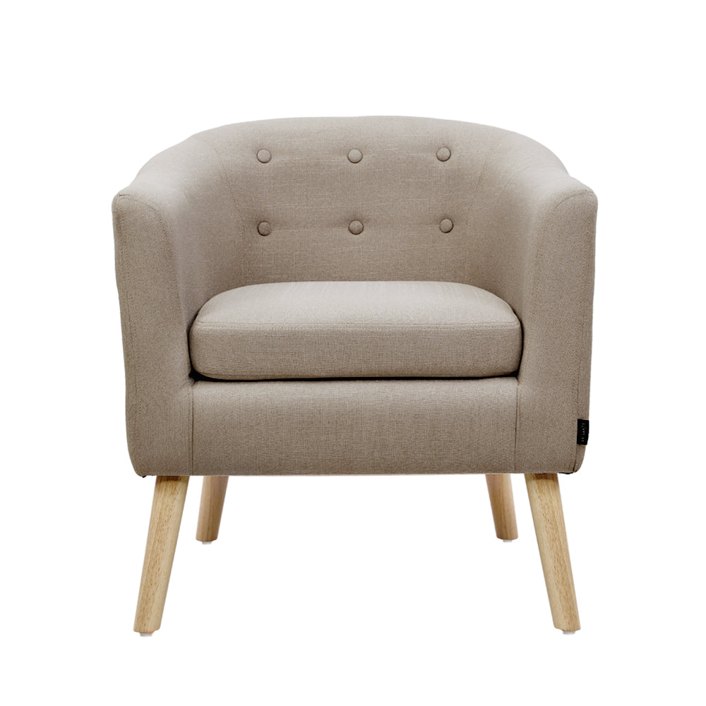 Artiss ADORA Armchair Tub Chair Single Accent Armchairs Sofa Lounge Fabric Beige - Newstart Furniture