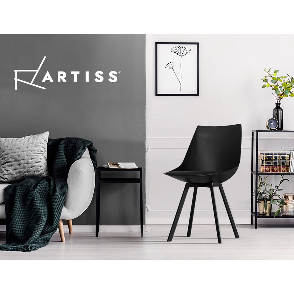 Artiss Set of 2 Lylette Dining Chairs Cafe Chairs PU Leather Padded Seat Black - Newstart Furniture