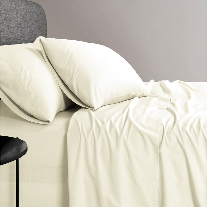 Elan Linen 1200TC Organic Cotton Cream Single Sheet Set - Newstart Furniture