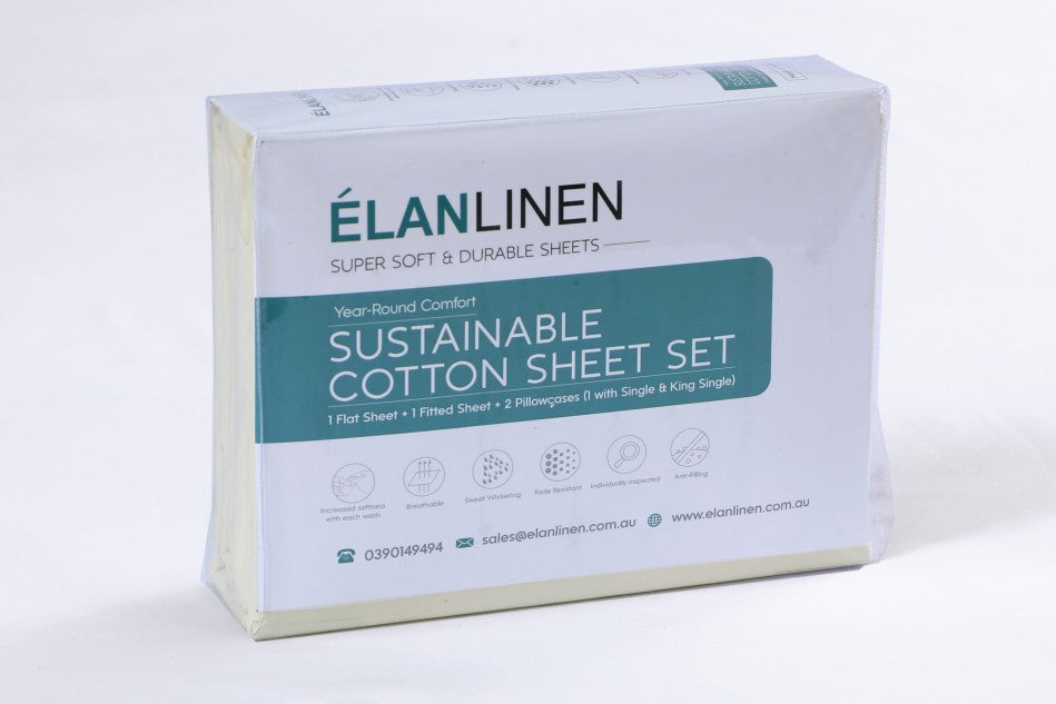 Elan Linen 1200TC Organic Cotton Cream Single Sheet Set - Newstart Furniture