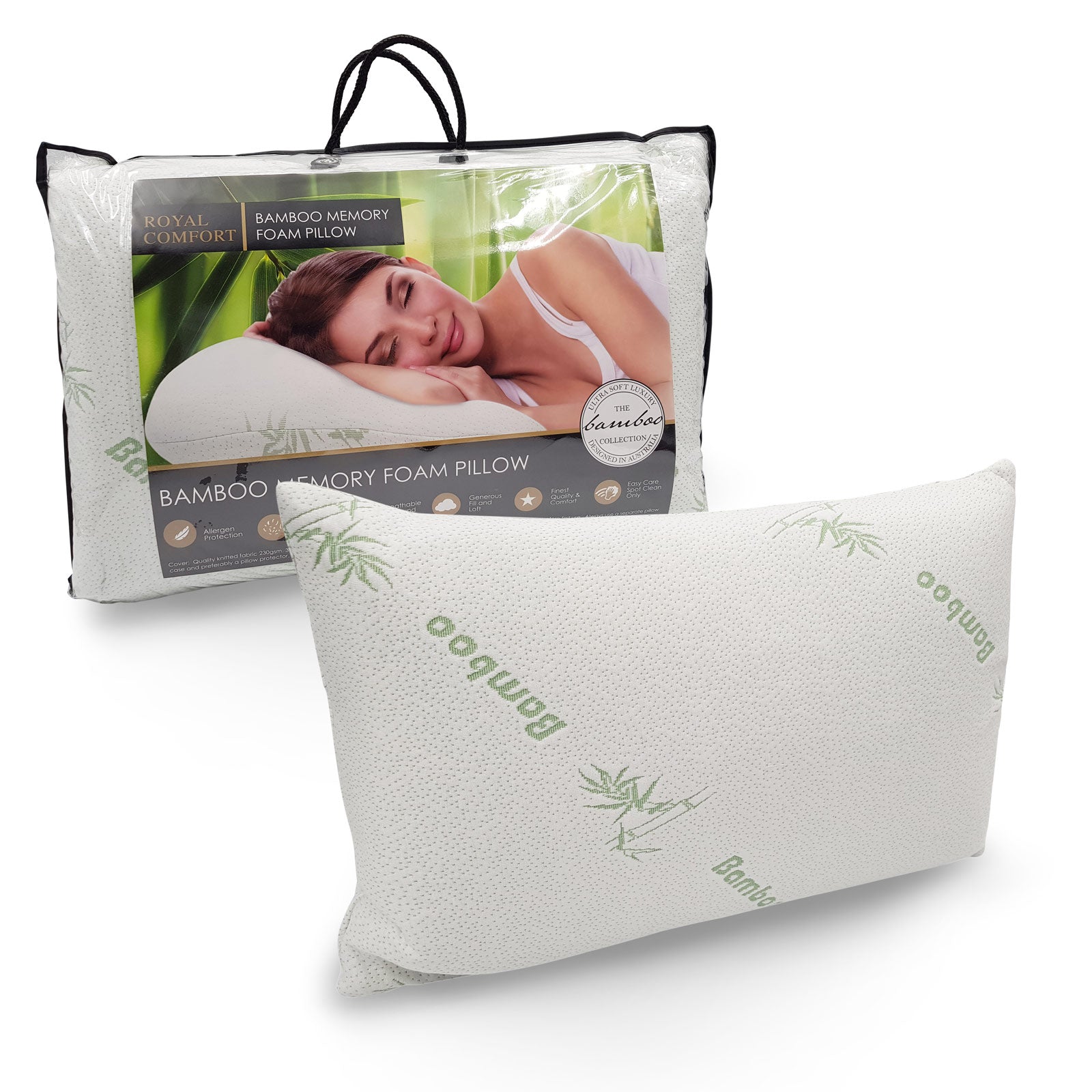 Royal Comfort Bamboo Memory Foam Pillow | Hypoallergenic Comfort