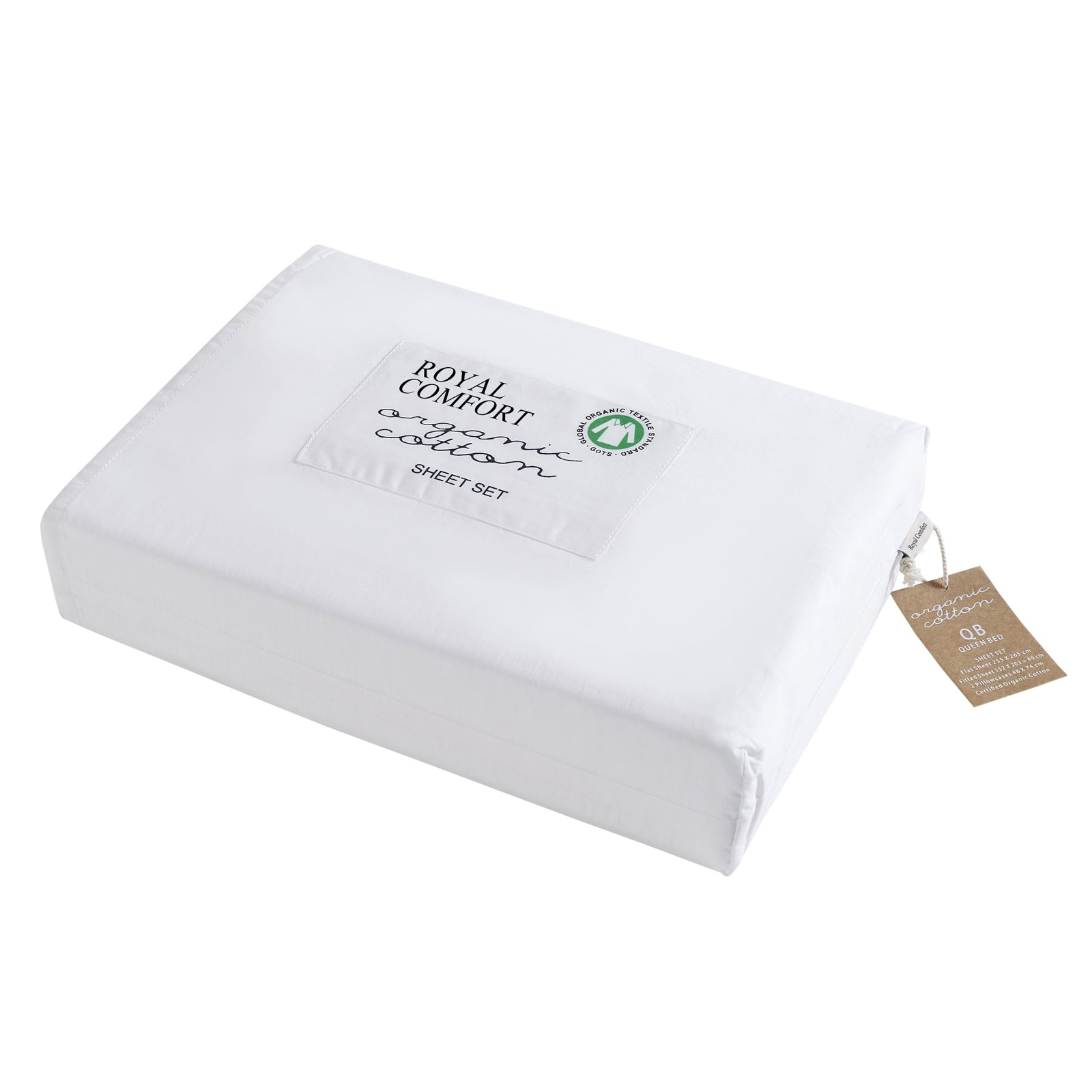 Royal Comfort 250TC Organic Cotton Queen Sheet Set | White