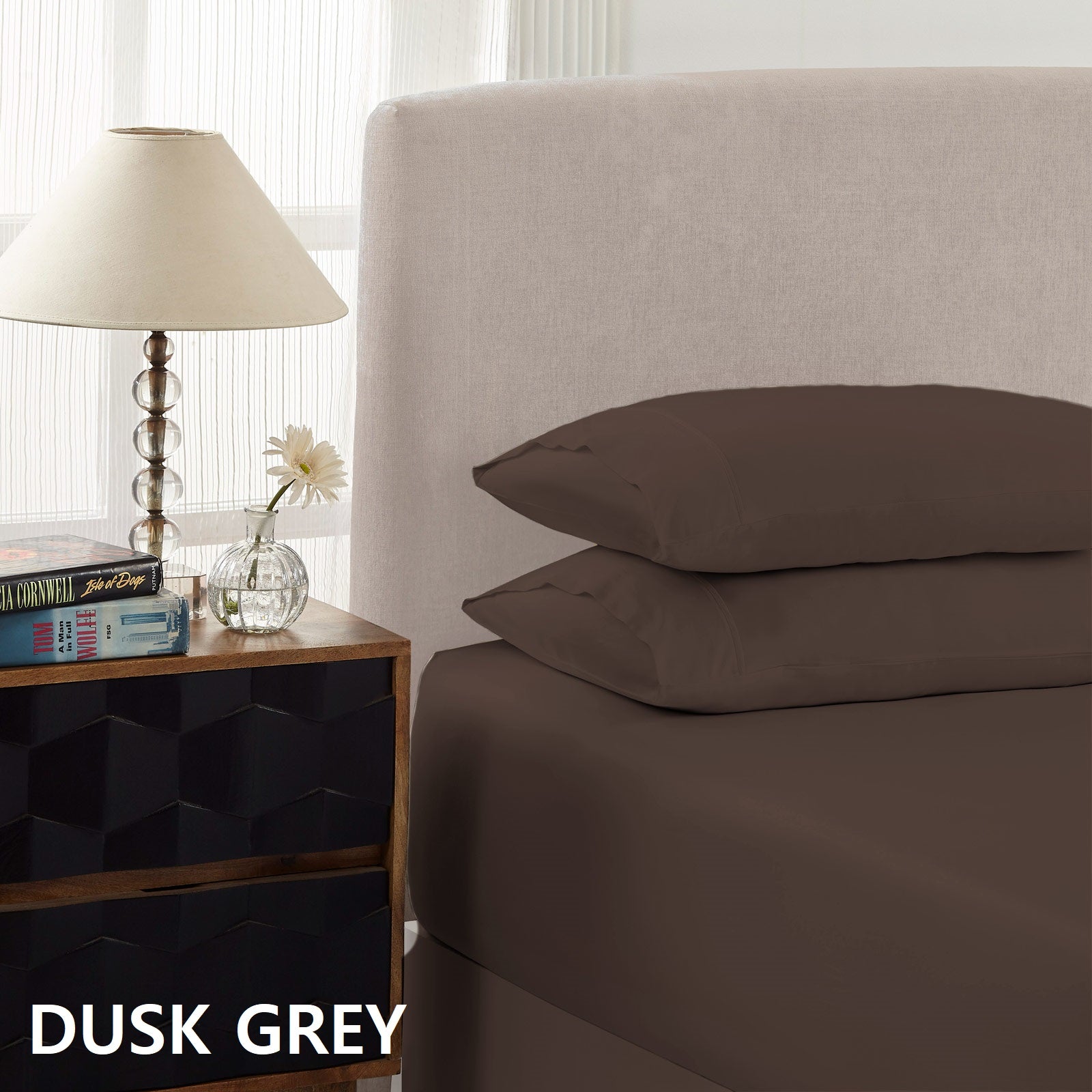 Royal Comfort 1500TC Cotton Rich Queen Sheet Set | Dusk Grey