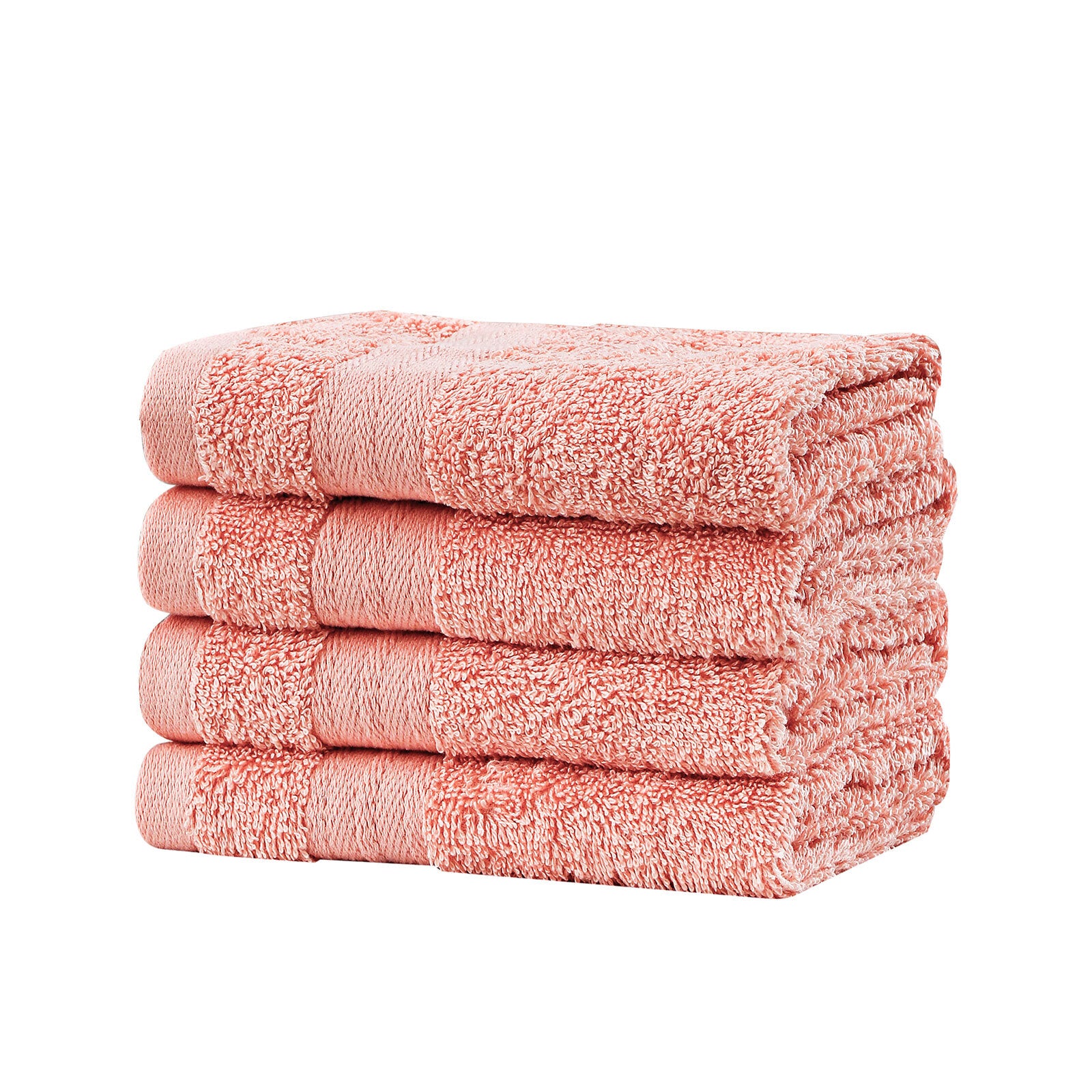 Linenland Bath Towel Set - 4 Piece Cotton Washcloths - Coral - Newstart Furniture