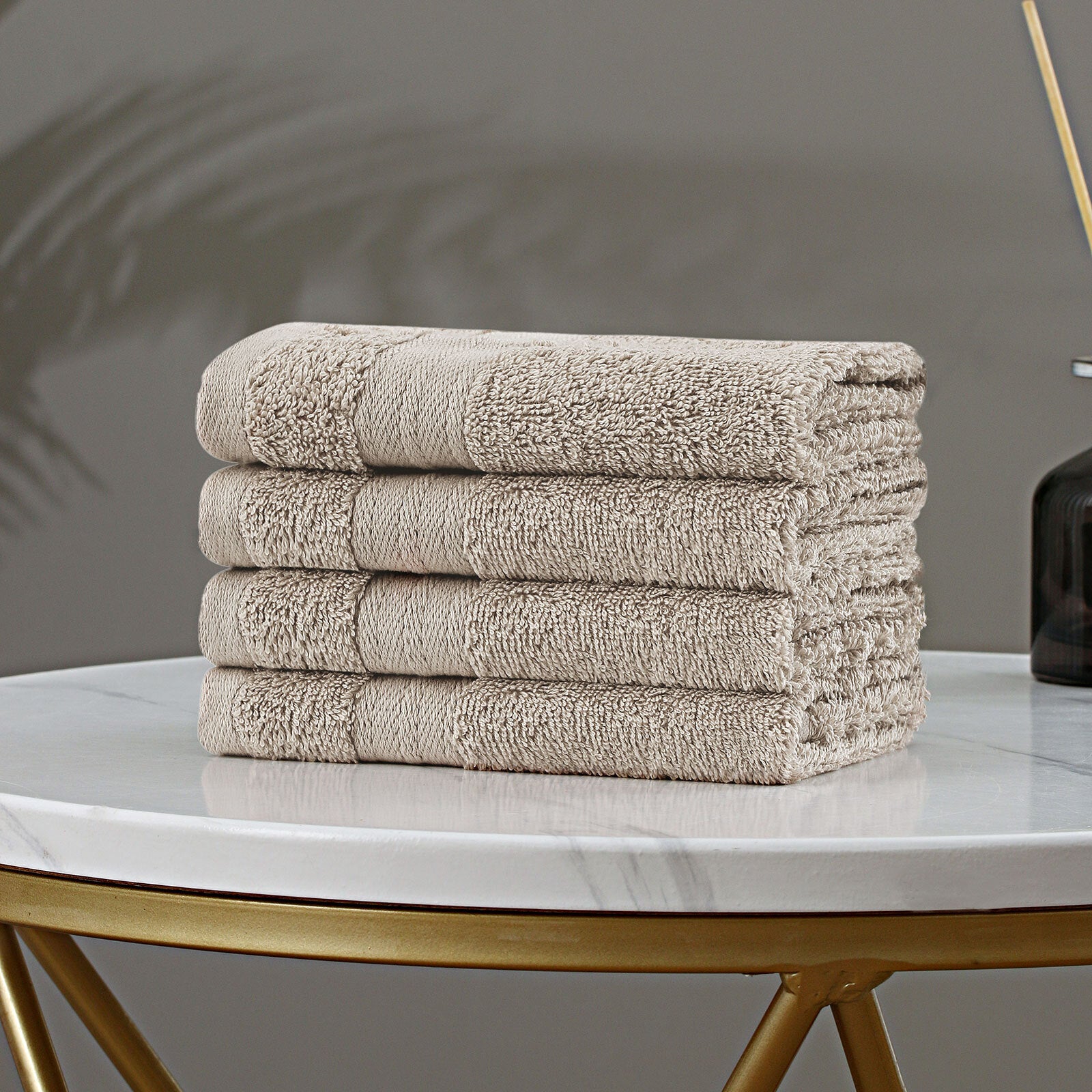 Linenland Bath Towel Set - 4 Piece Cotton Washcloths - Sandstone - Newstart Furniture