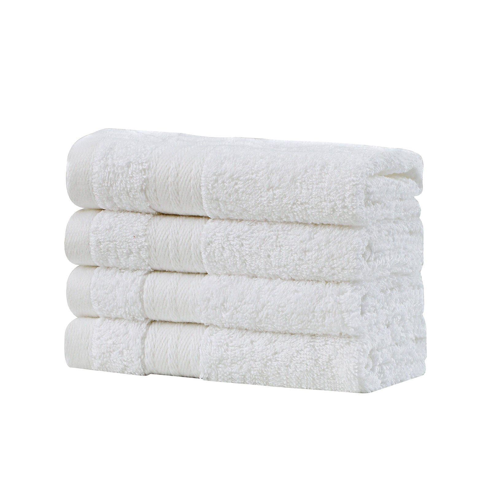 Linenland Bath Towel Set - 4 Piece Cotton Washcloths - White - Newstart Furniture