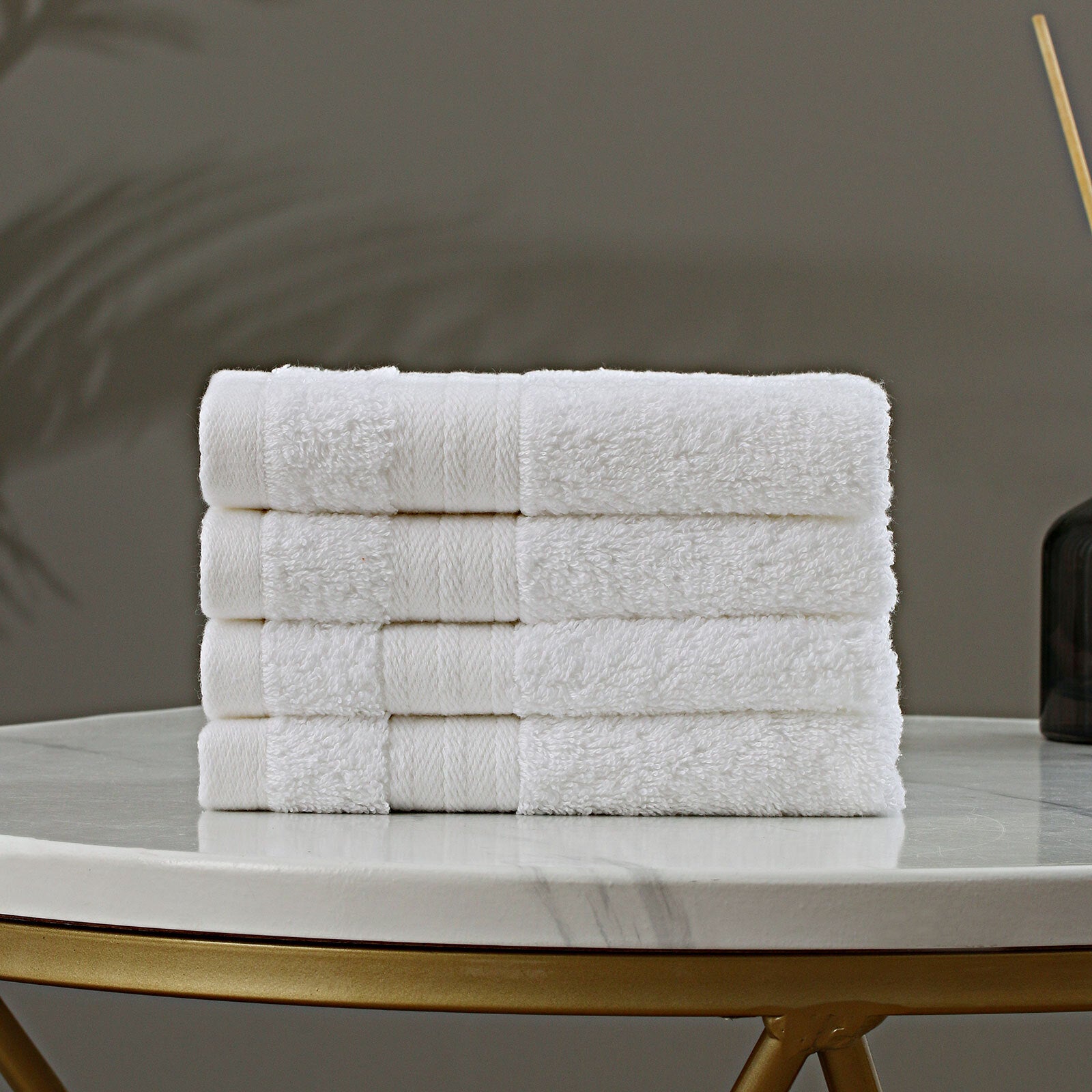Linenland Bath Towel Set - 4 Piece Cotton Washcloths - White - Newstart Furniture