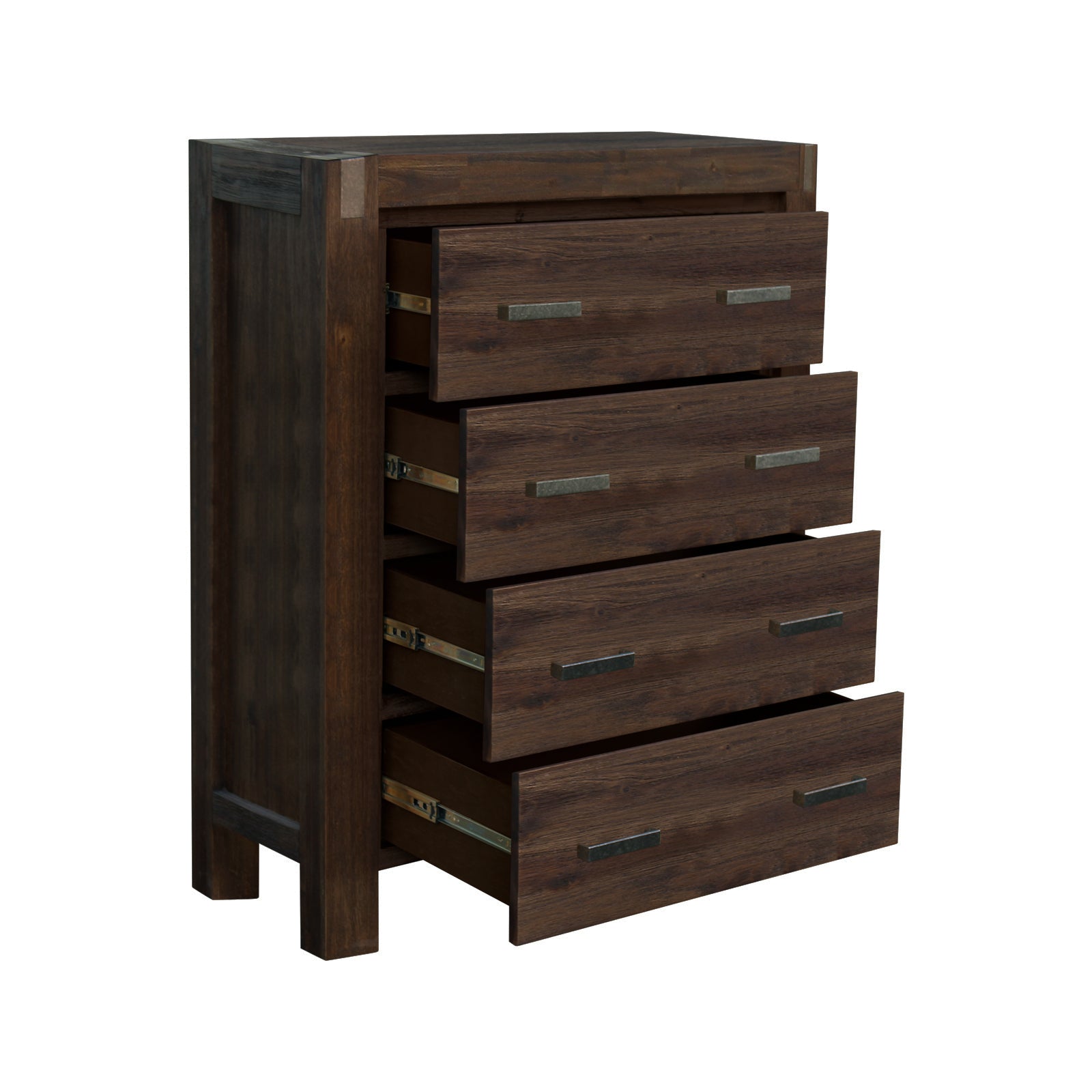 Nowra 4 Drawer Vintage Acacia Wood Tallboy Chest | Newstart