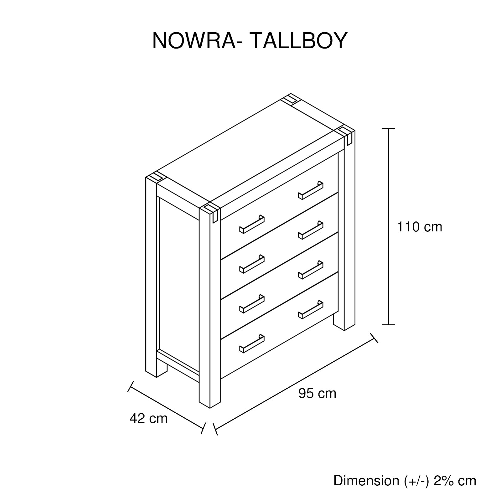 Nowra 4 Drawer Vintage Acacia Wood Tallboy Chest | Newstart