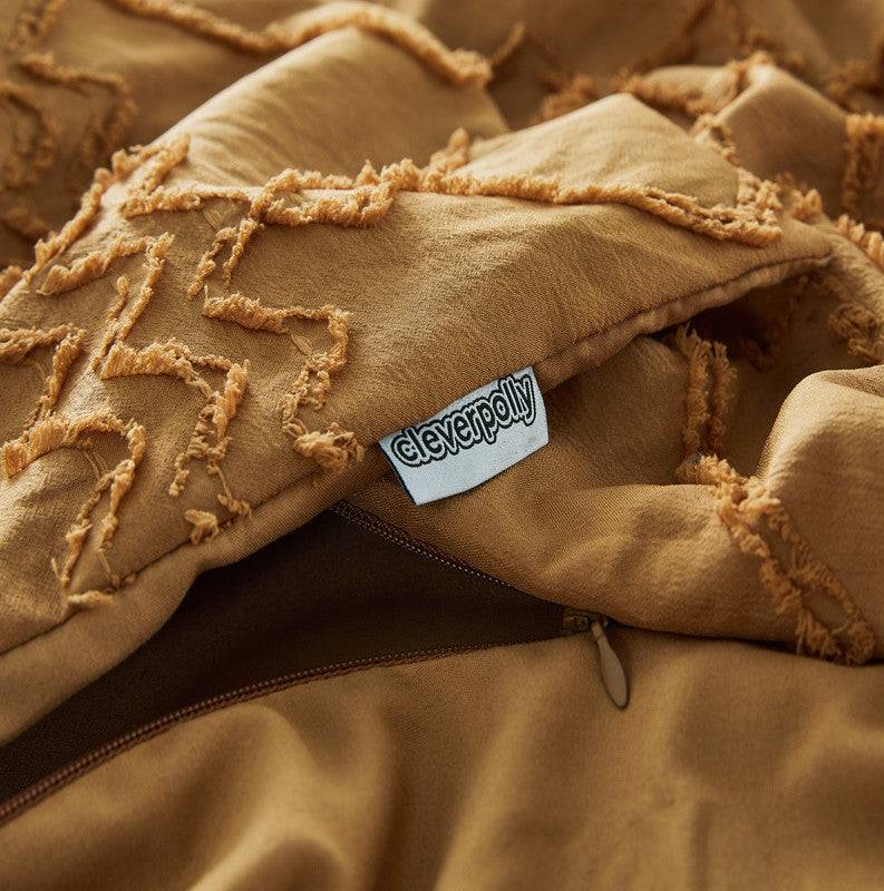 Tufted ultra soft microfiber quilt cover set-single caramel - Newstart Furniture