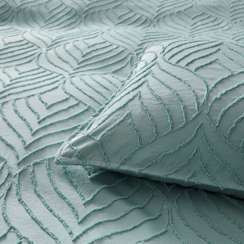 Tufted ultra soft microfiber quilt cover set-single sage green - Newstart Furniture