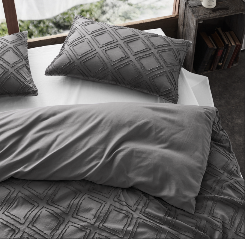 Tufted ultra soft microfiber quilt cover set-double smoke - Newstart Furniture