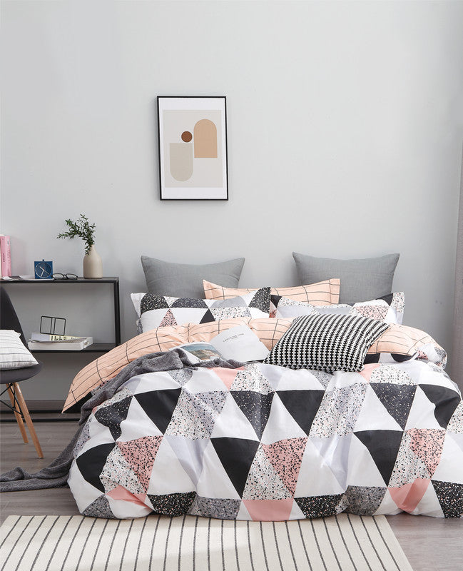 Annie 100% cotton reversible quilt cover set-queen size - Newstart Furniture