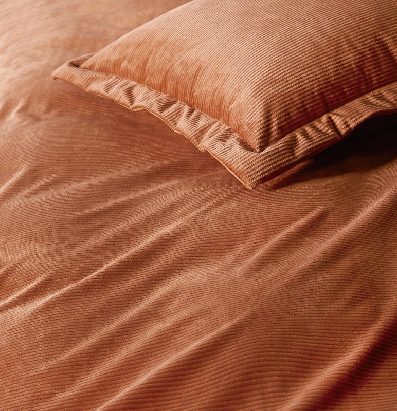 Corduroy Velvet Queen Bed Quilt Cover Set-Bronze - Newstart Furniture