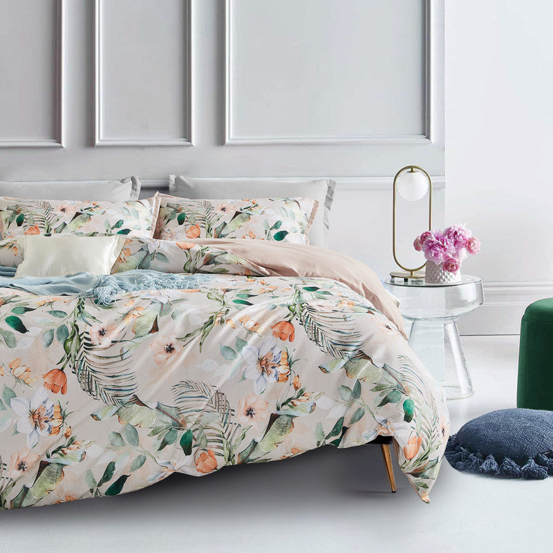 Botanical Celine Microfibre Quilt Cover Set-queen size - Newstart Furniture