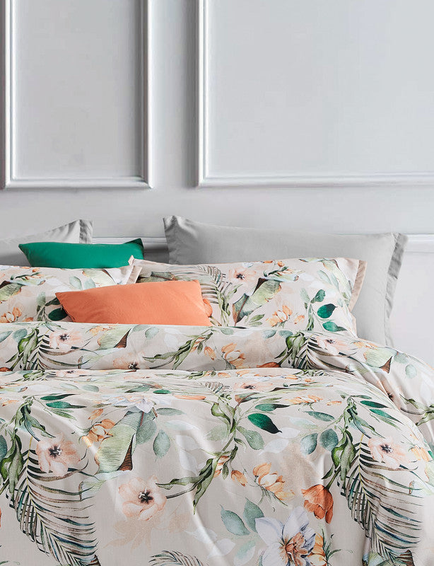 Botanical Celine Microfibre Quilt Cover Set-queen size - Newstart Furniture