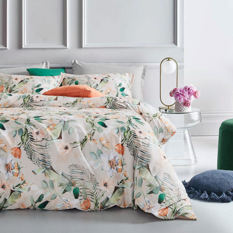 Botanical Celine Microfibre Quilt Cover Set-queen size - Newstart Furniture