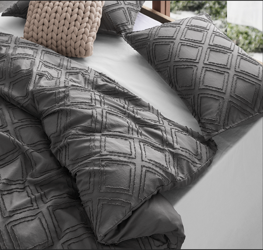 Tufted ultra soft microfiber quilt cover set-king smoke - Newstart Furniture