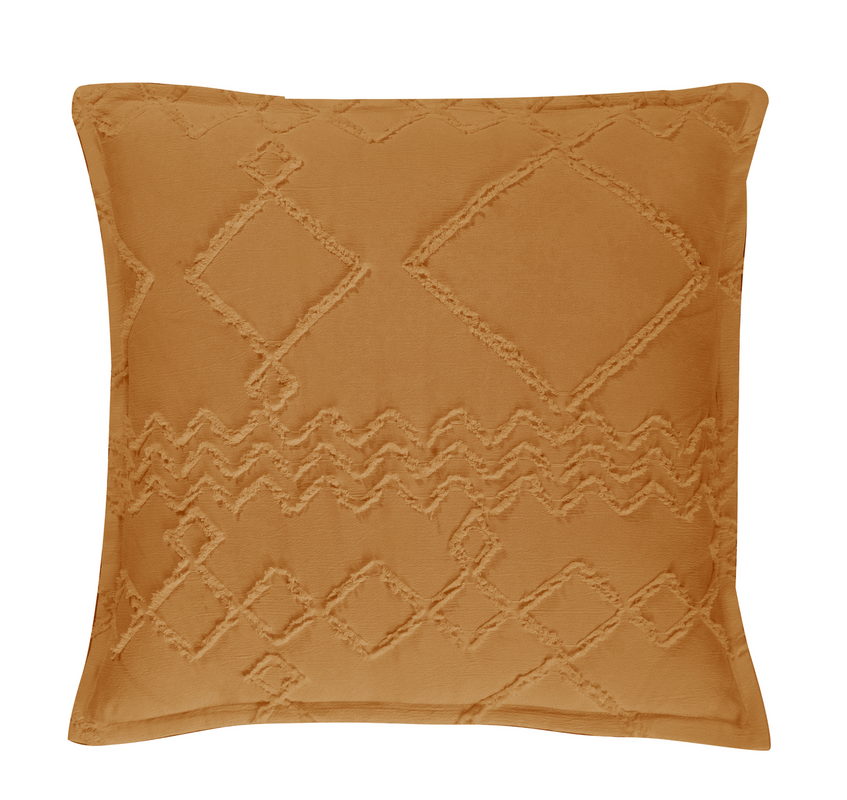 TUFTED MICROFIBRE SUPER SOFT EUROPEAN PILLOWCASE-CARAMEL - Newstart Furniture