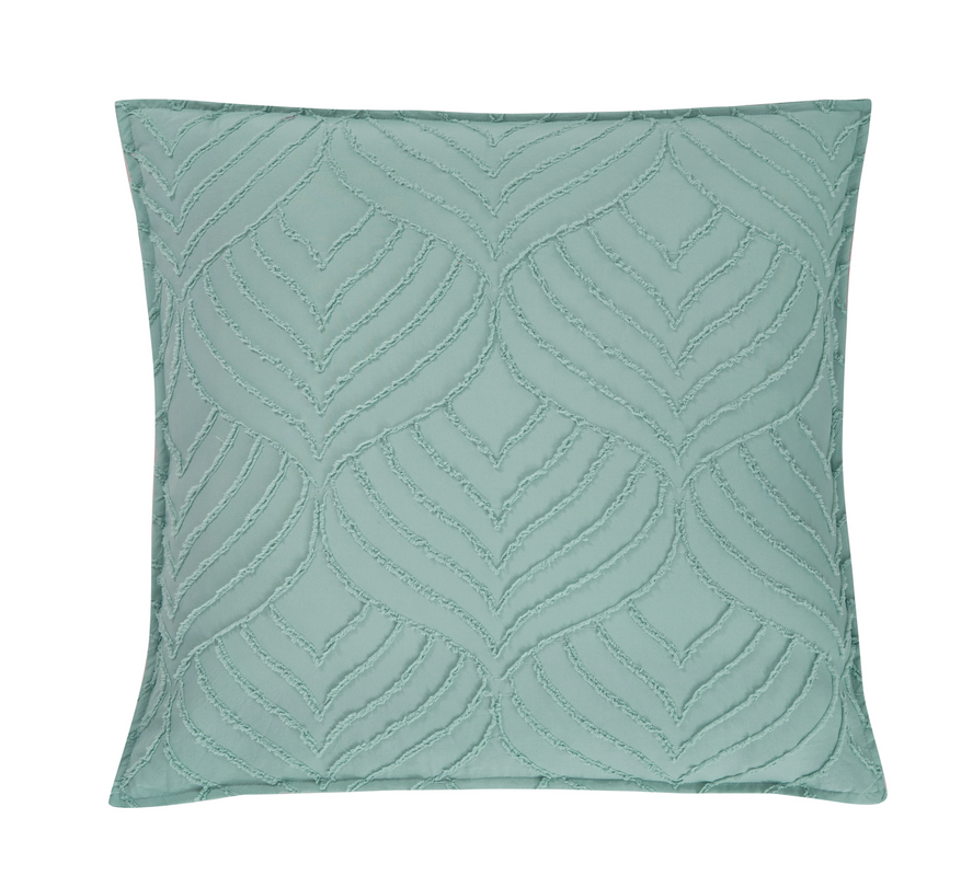 TUFTED MICROFIBRE SUPER SOFT EUROPEAN PILLOWCASE-SAGE GREEN - Newstart Furniture