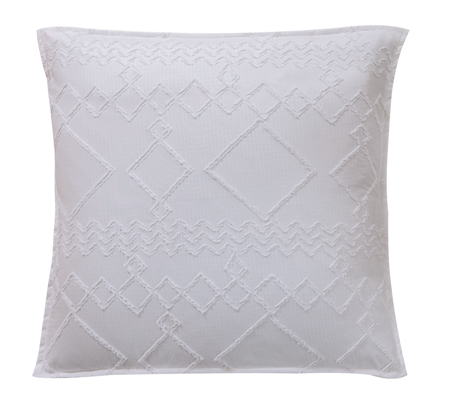 TUFTED MICROFIBRE SUPER SOFT EUROPEAN PILLOWCASE-WHITE - Newstart Furniture