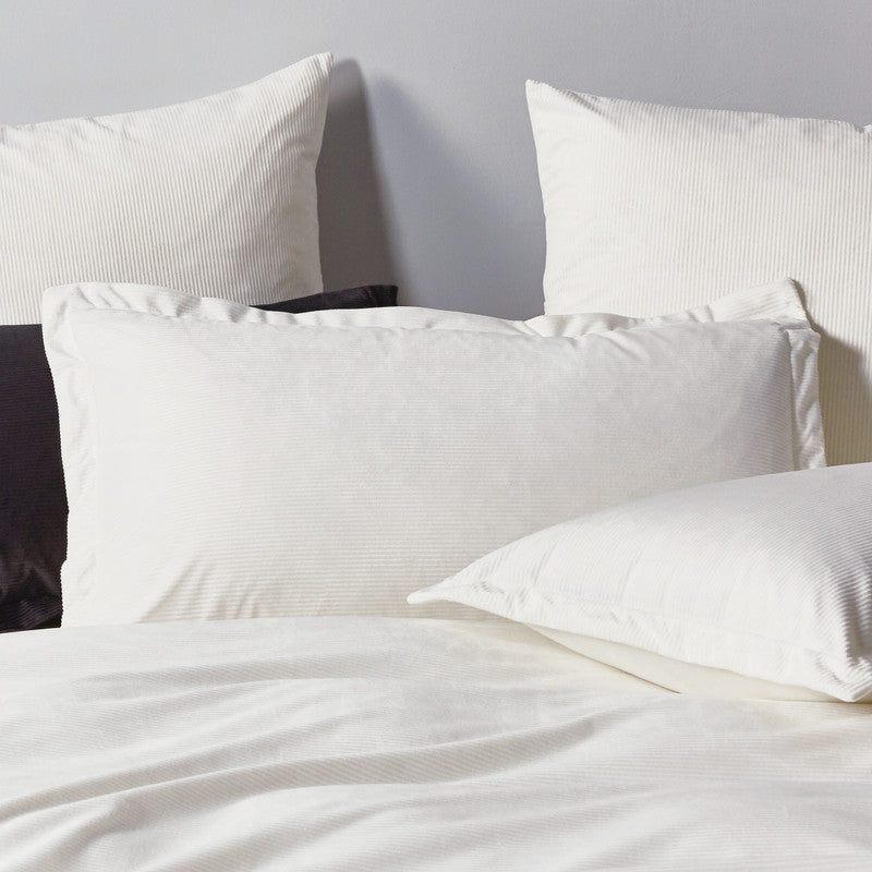 Corduroy Velvet Super King Bed Quilt Cover Set-White - Newstart Furniture